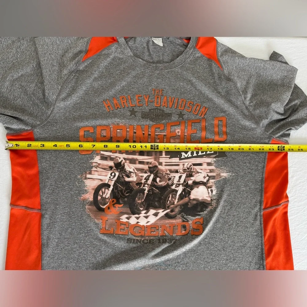 Harley Davidson Gray Orange Men's Short Sleeve Tee shirt springfield mile legend